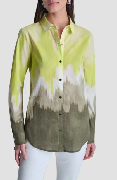 Dkny Ombré Cotton Voile Button-up Shirt In Multi