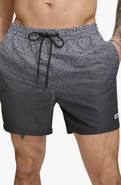 Dkny Modern Euro Swim Trunk In Black
