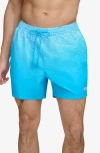 Dkny Ombré Crosswalk Swim Trunks In Light Blue