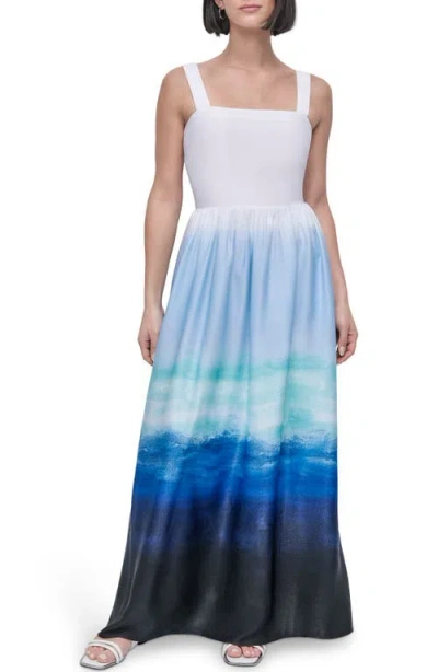 Dkny Ombré Priint Satin Dress In Seafoam Ombre Border