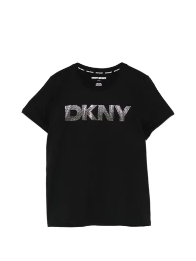 Dkny Ombre Rhinestone T-shirt In Black