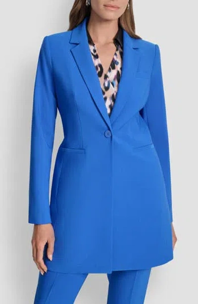 Dkny One Button Longline Blazer In Blue