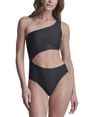 Dkny One Shoulder Swimsuit With Cutout In Black
