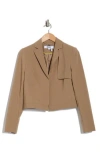 Dkny Open Front Crop Blazer Jacket In Taupe