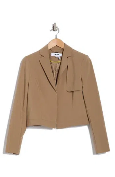 Dkny Open Front Crop Blazer Jacket In Taupe