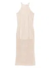 Dkny Sequin-embellished Open-knit Midi Dress In Neutrals