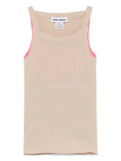 Dkny Open-knit Tank Top In Silver