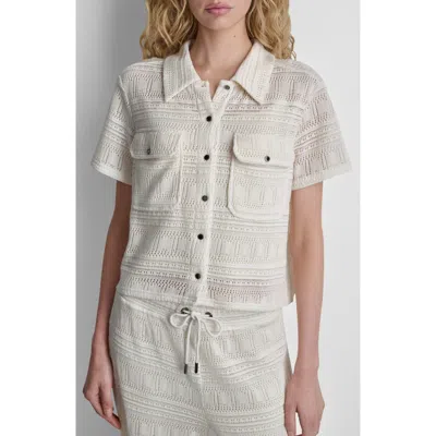 Dkny Open Stitch Button-up Shirt In White
