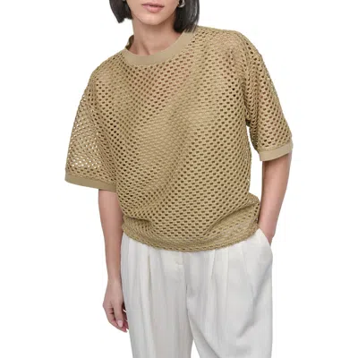 Dkny Open Stitch Short Sleeve Top In Green