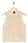 Dkny Open Stitch Sleeveless Cotton Sweater In Parchment
