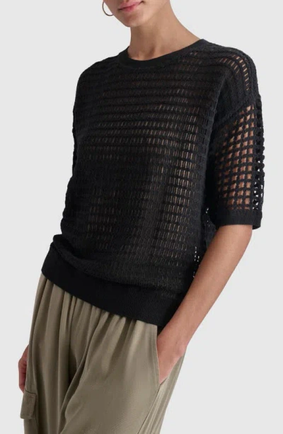 Dkny Open Stitch Sweater In Black