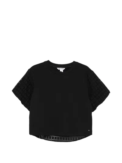 Dkny Openwork Sleeve T-shirt In Blue