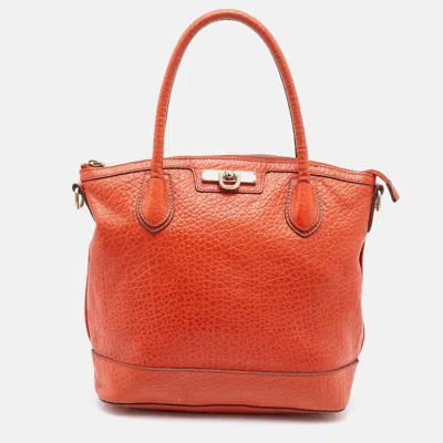 Dkny Orange Leather Totes Bag
