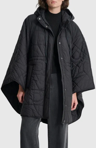 Dkny Oversize Quilted Hooded Cape In Black ModeSens