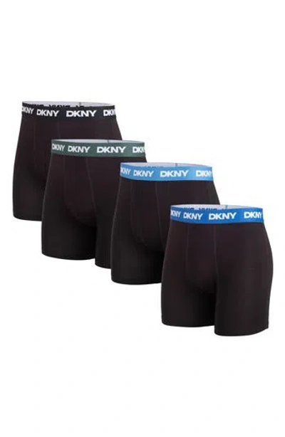 Dkny Pack Of 4 Assorted Boxer Briefs In Black