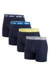 Dkny Pack Of 4 Assorted Boxer Briefs In Blue