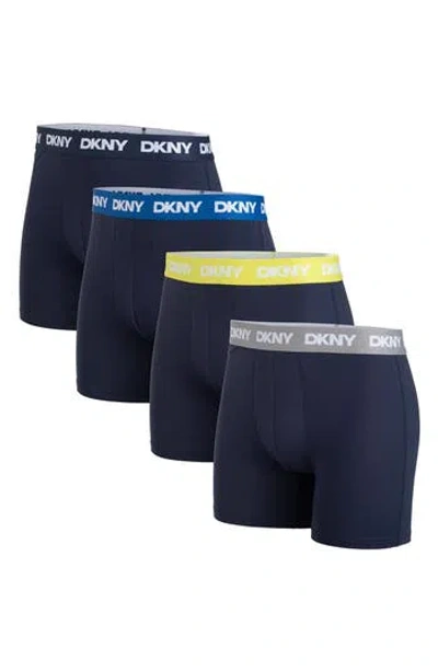 Dkny Pack Of 4 Assorted Boxer Briefs In Blue