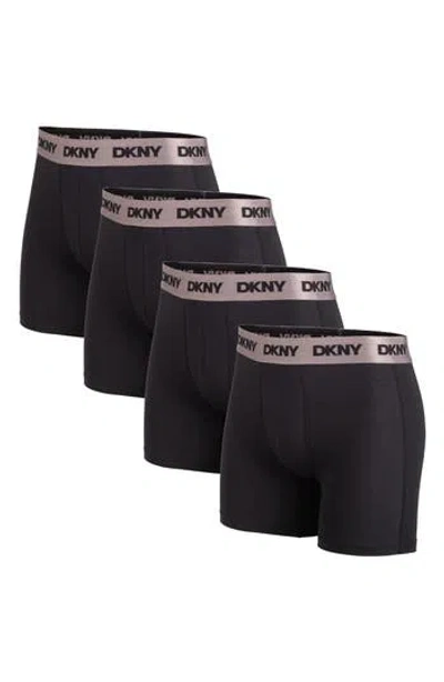 Dkny Pack Of 4 Boxer Briefs In Black