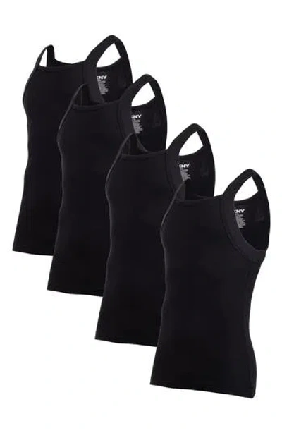 Dkny Pack Of Four Square Neck Tank Tops In Black