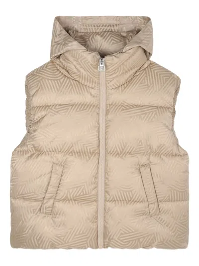 Dkny Kids' Padded Patterned Gilet In Neutral