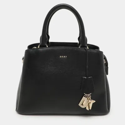 Dkny Paige Black Saffiano Leather Totes Bag In Pattern