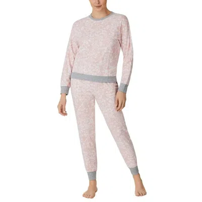 Dkny Pajama Set Women Printed Cotton Blend Ribbed Long Sleeve Jdm1127 In Multi