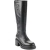 Dkny Paloma Logo Knee High Platform Boot In Black