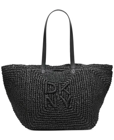 Dkny Paloma Woven Tote In Blk,black