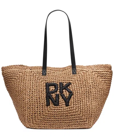 Dkny Paloma Woven Tote In Nude