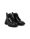Dkny Panelled Leather Ankle Boots In Black