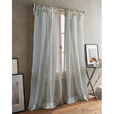 Dkny Paradox Tie Tabs Solid Sheer Curtain/drapes In Silver