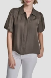 Dkny Park Satin Shirt In Gold