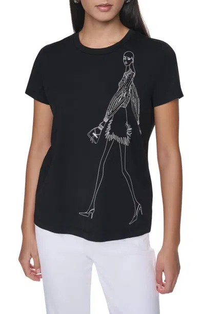 Dkny Party Girl Graphic T-shirt In Black