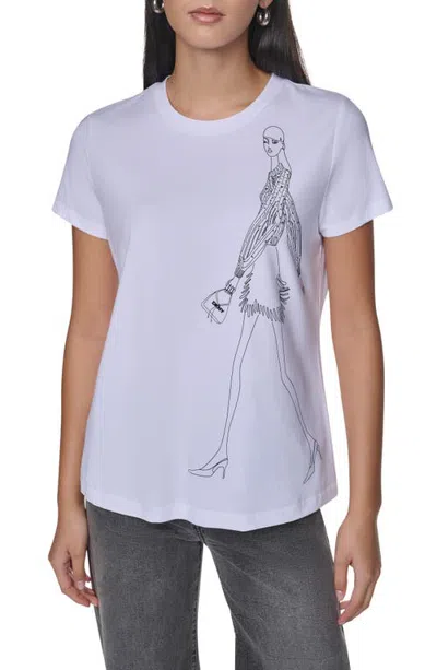 Dkny Party Girl Graphic T-shirt In White