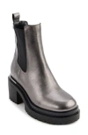Dkny Sasha Slip On Boot Womens Leather Block Heel Chelsea Boots In Dk Gunmetal