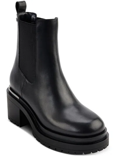 Dkny Patria Womens Man Made Block Heel Chelsea Boots In Black