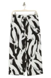Dkny Patterned Linen Blend Pants In White/black Multi