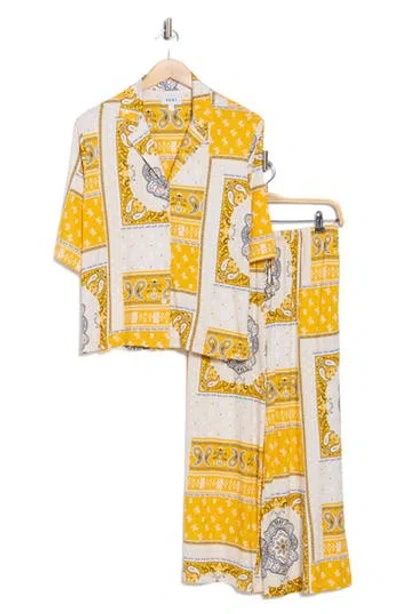 Dkny Patterned Long Pajamas In Yellow