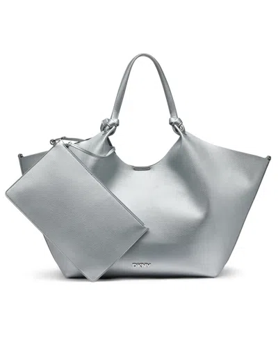 Dkny Paula Commuter Medium Sleek Tote In Silver