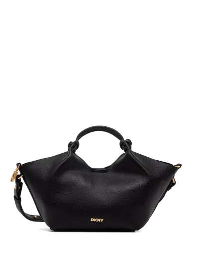 Dkny Paula Knotted Pebbled-leather Tote Bag In Black