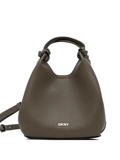 Dkny Paula Knotted-handle Grained Leather Tote Bag In Green