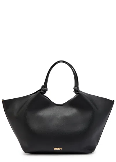 Dkny Paula Large Grained Leather Tote Bag In Black