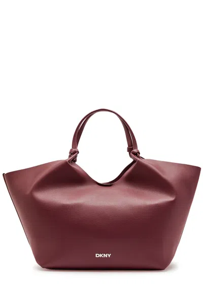 Dkny Paula Large Grained Leather Tote Bag In Burgundy