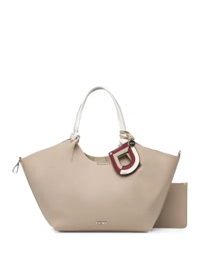 Dkny Paula Logo-charm Tote Bag In Neutral