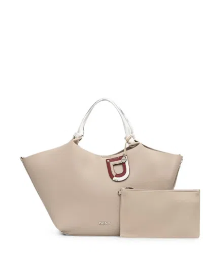 Dkny Paula Logo-plaque Tote Bag In Brown