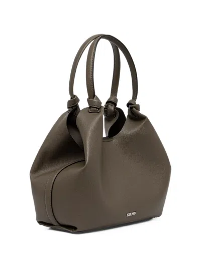 Dkny Paula Pebbled-texture Knotted Tote Bag In Gray