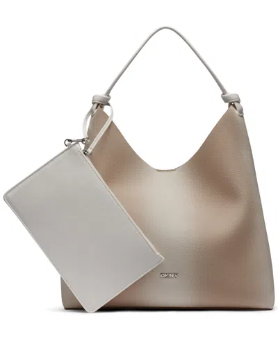 Dkny Paula Polyurethane Large Hobo Handbag In Brown
