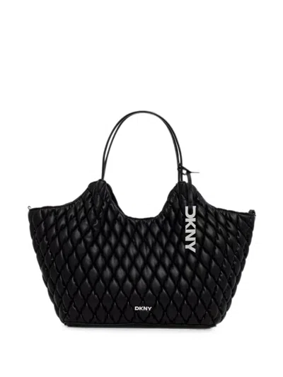 Dkny Paula Quilted Logo-tag Tote Bag In Black