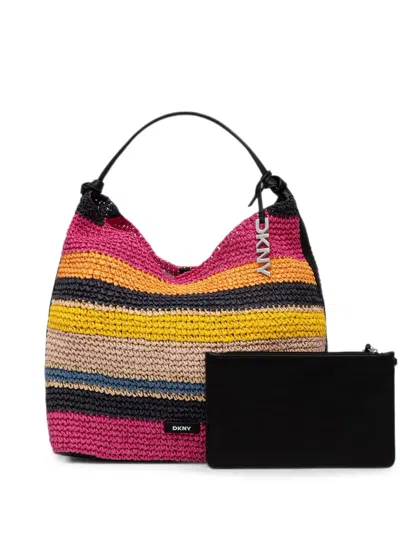 Dkny Paula Striped Woven Tote Bag In Multi