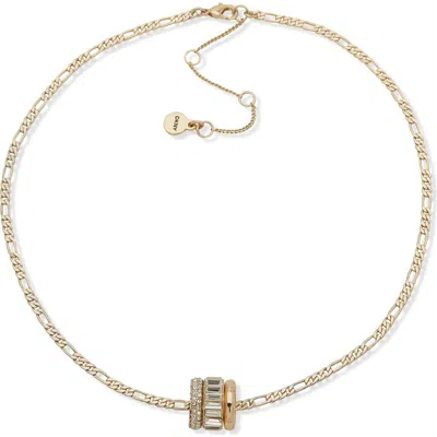 Dkny Pavé Baguette Roller Pendant Necklace